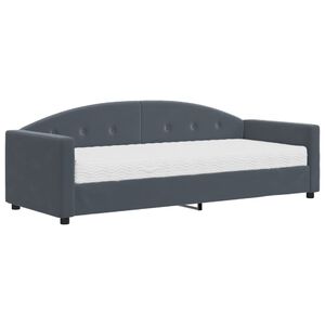 vidaXL Pat de zi cu saltea, gri &icirc;nchis, 80x200 cm, catifea