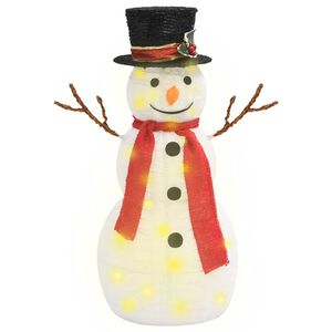 vidaXL Figurină decorativă Crăciun om de zăpadă LED 60 cm țesătură lux