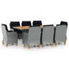 vidaXL Set mobilier exterior cu perne, 9 piese, gri deschis, poliratan