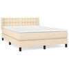 vidaXL Pat continental cu saltea, crem, 140x200 cm, material textil