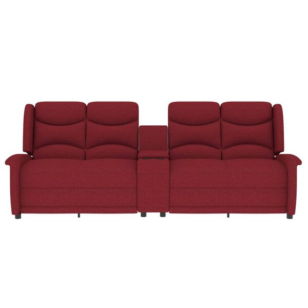 vidaXL Fotoliu rabatabil masaj 4 locuri și suport pahar, roșu vin