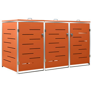 vidaXL Magazie pentru trei pubele, 207x77,5x115 cm, oțel inoxidabil