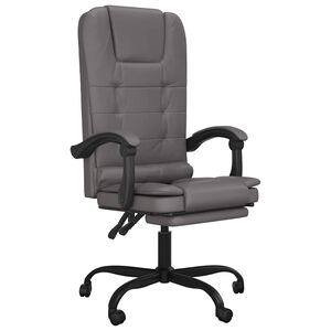 vidaXL Scaun de birou rabatabil cu masaj, gri, piele ecologică