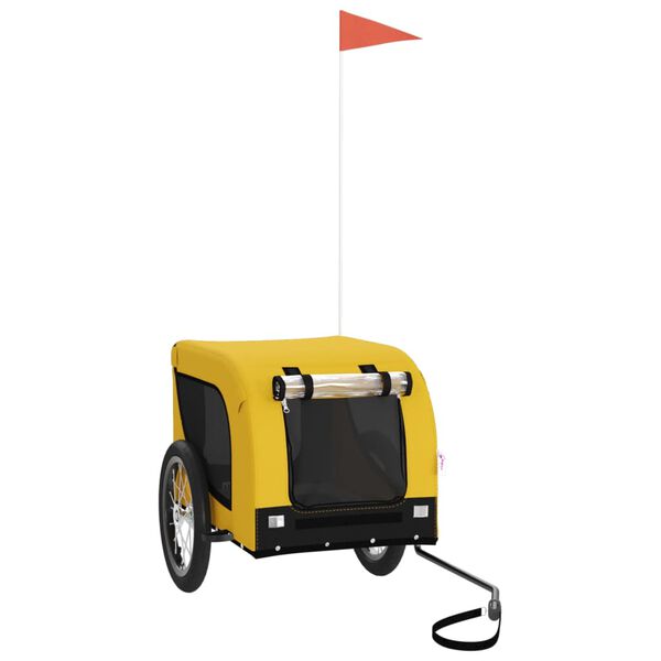vidaXL Remorcă bicicletă animale companie, galben/negru, oxford/fier
