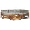 vidaXL Set de canapele de exterior 5 pcs Gri natural și deschis
