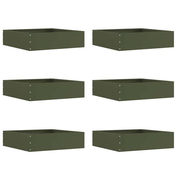 vidaXL Margine pentru gazon 6 pcs Verde măsliniu 50 x 50 x 13 cm Oțel