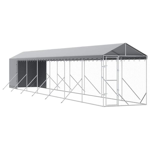 vidaXL Padoc exterior cu acoperiș argintiu 2x14x2,5 m oțel galvanizat