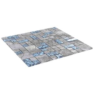 vidaXL Plăci mozaic 11 pcs Gri și Albastru 50 x 50 cm Sticlă