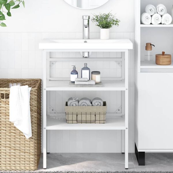 vidaXL Cadru chiuvetă de baie, alb, 59x38x83 cm, fier