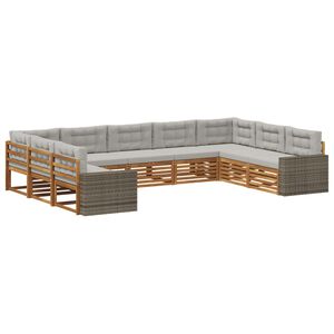 vidaXL Set de canapele de exterior 9 pcs Natural și gri deschis
