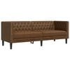 vidaXL Set canapele Chesterfield cu 3 locuri, maro, piele eco.
