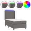 vidaXL Pat continental cu saltea și LED, gri, 80x200 cm, piele eco