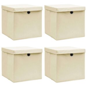 vidaXL Cutii depozitare cu capace 4 buc. crem, 32x32x32 cm, textil