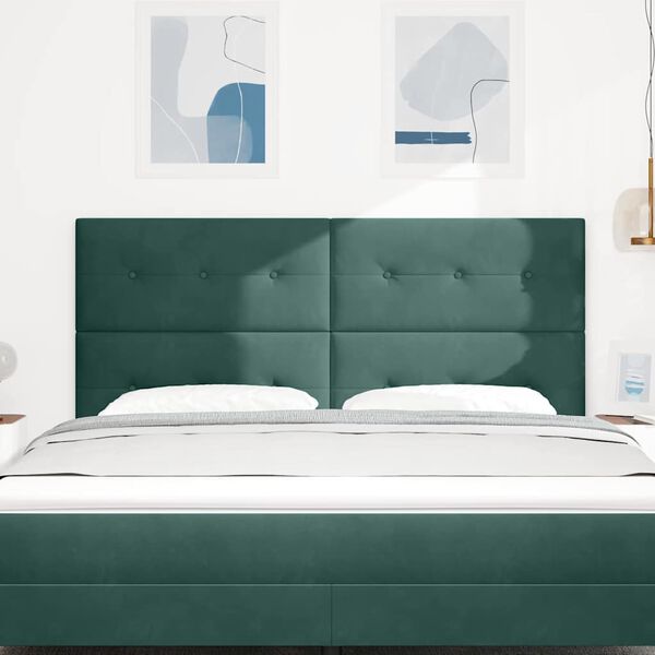 vidaXL Tăblie cap cu headboard Verde &icirc;nchis 180 cm Piele artificială