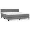 vidaXL Pat box spring cu saltea, gri &icirc;nchis, 180x200 cm, textil
