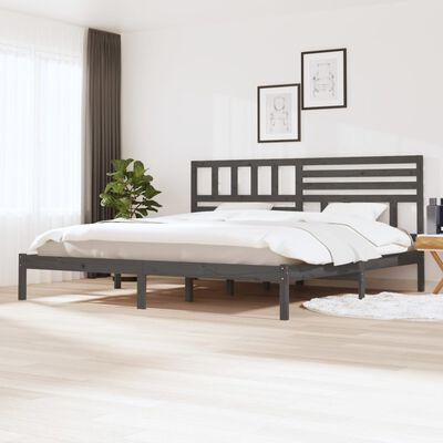 vidaXL Cadru de pat, gri, 200 x 200 cm, lemn masiv de pin