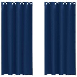 vidaXL Perdele Opaque cu Inel 2 pcs Albastru &icirc;nchis 225 x 140 cm