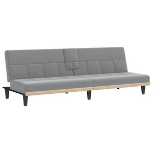 vidaXL Canapea extensibilă cu suporturi de pahar, gri deschis, textil