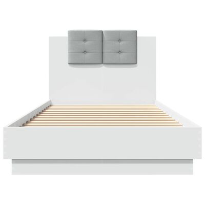 vidaXL Cadru de pat cu tăblie, alb, 90x200 cm, lemn prelucrat
