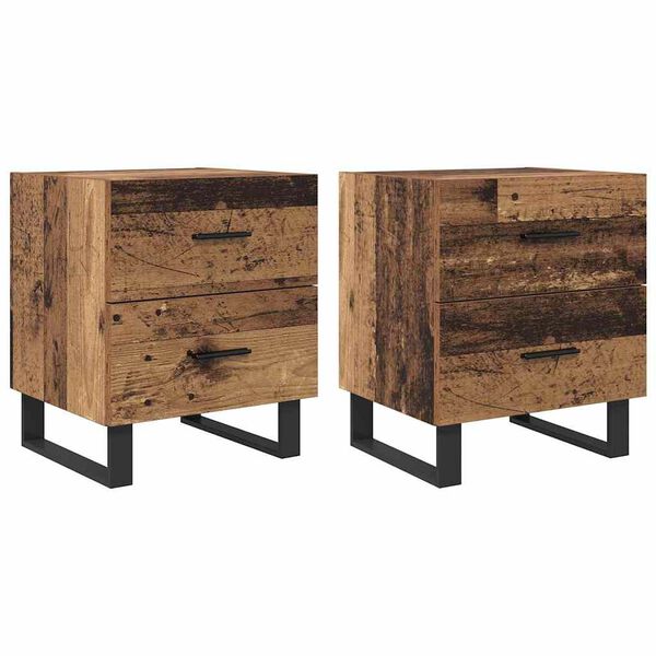 vidaXL Dulap de noapte 2 pcs Lemn vechi și negru 40 x 35 x 47,5 cm
