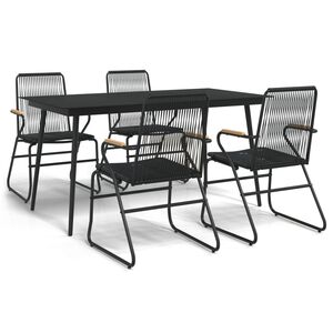 vidaXL Set mobilier de grădină, 5 piese, negru, ratan PVC