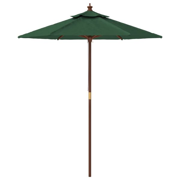 vidaXL Umbrelă de soare de grădină st&acirc;lp din lemn, verde, 196x231 cm