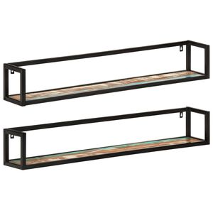 vidaXL Rafturi de perete 2buc. 110x17x17cm lemn masiv reciclat și fier