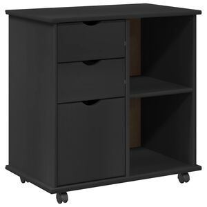 vidaXL Cabinet mobil Negru 63,5 x 39 x 65,5 cm Lemn de pin masiv