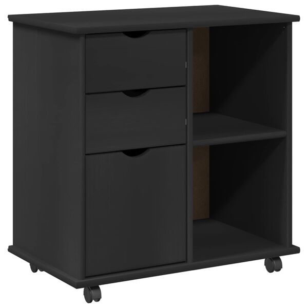 vidaXL Cabinet mobil Negru 63,5 x 39 x 65,5 cm Lemn de pin masiv