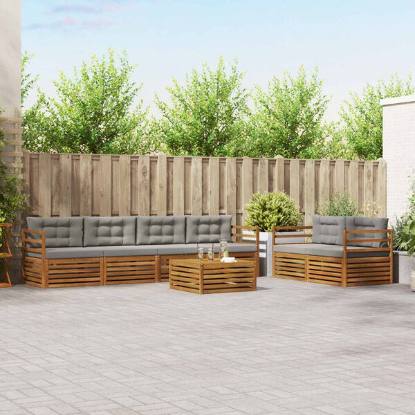 vidaXL Set de canapele de exterior 7 pcs Gri natural și deschis