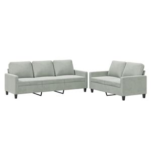 vidaXL Set de canapele cu perne, 2 piese, gri deschis, catifea