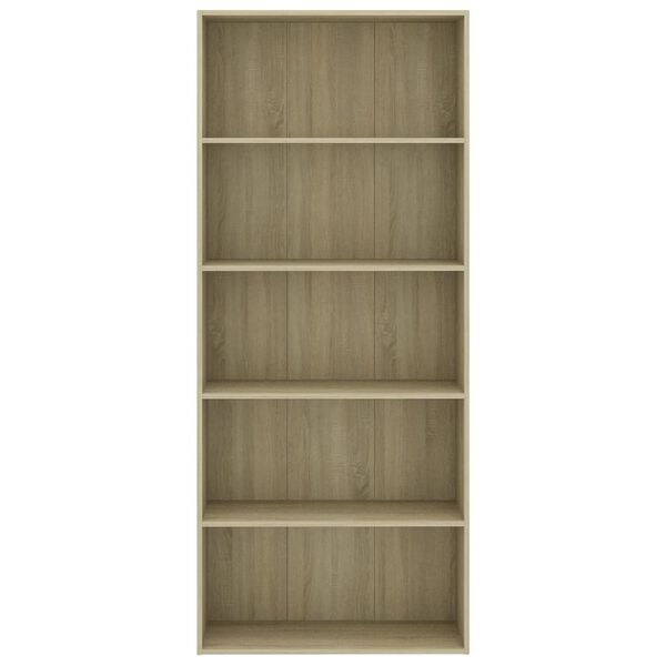 vidaXL Bibliotecă 5 rafturi stejar sonoma 80x30x189 cm, lemn prelucrat