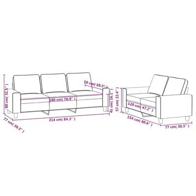 vidaXL Set de canapele, 2 piese, gri închis, material textil