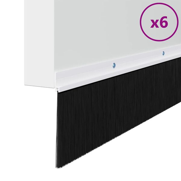 vidaXL Perdele de ușă cu perii cu montare prin &icirc;nșurubare 6 pcs Alb