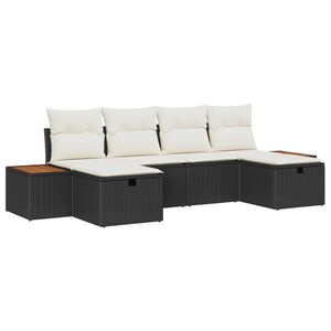 vidaXL Set de canapele pentru grădină cu pernă 6 pcs Negru Rattan poli