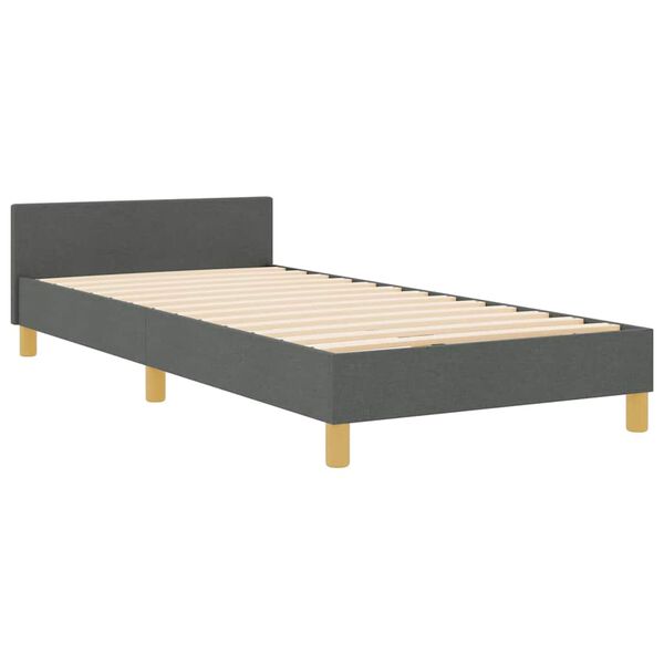 vidaXL Cadru de pat cu headboard Gri închis 100 x 200 cm țesătură