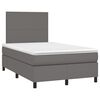 vidaXL Pat box spring cu saltea, gri, 120x190 cm, piele ecologică