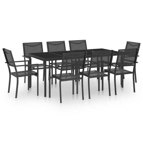 vidaXL Set mobilier de exterior, 9 piese, oțel
