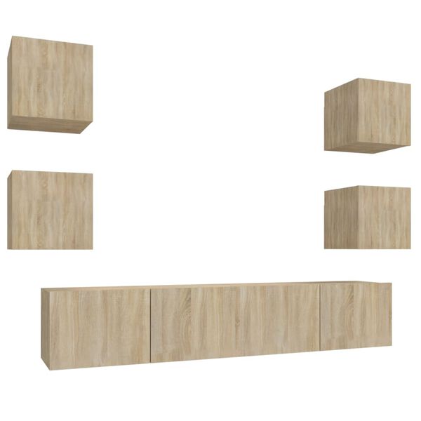 vidaXL Set dulap TV, 6 piese, stejar sonoma, lemn prelucrat