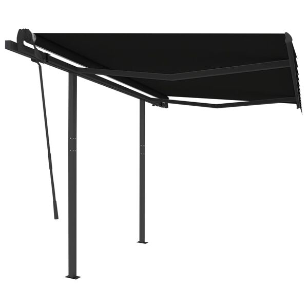 vidaXL Copertină retractabilă manual cu st&acirc;lpi, antracit, 3x2,5 m