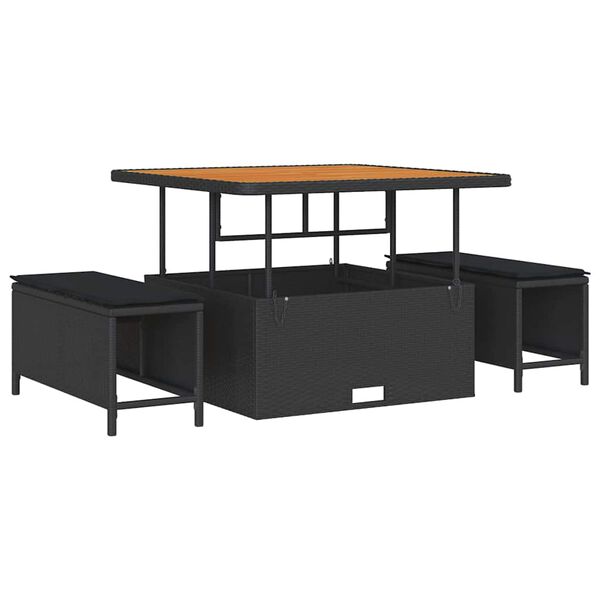 vidaXL Set de canapele pentru grădină 11 pcs Negru poliratan