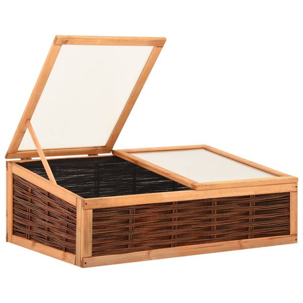 vidaXL Seră, 120 x 80 x 45 cm, lemn masiv de pin și salcie