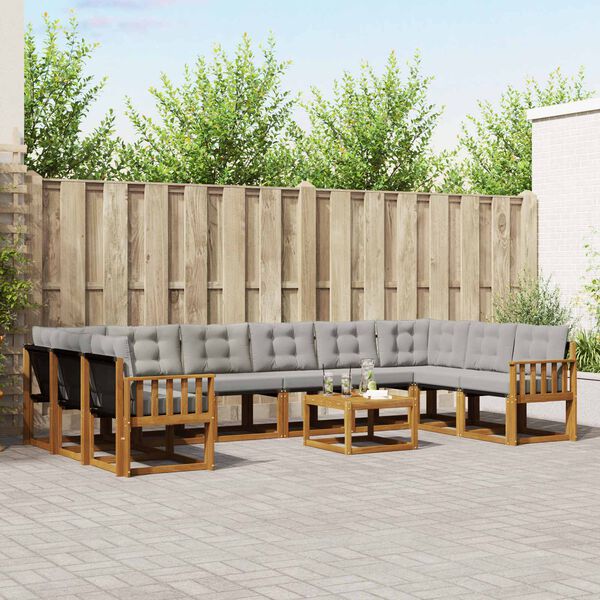 vidaXL Set de canapele de exterior 11 pcs Gri natural și deschis
