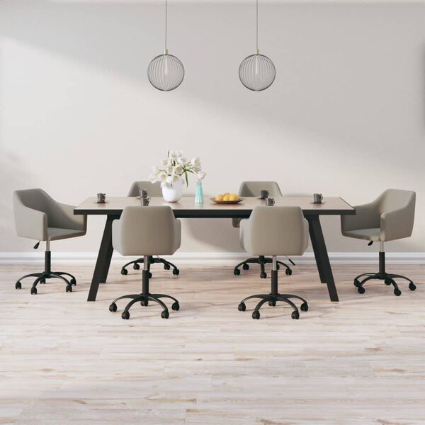 vidaXL Scaune de sufragerie pivotante 6 buc, gri deschis, catifea