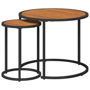 vidaXL Set de măsuțe de cafea 2 pcs Natural și Negru 55 x 55 x 45 cm