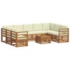 vidaXL Seturi de canapele 10 pcs Natural și Crem Lemn Solid de Acacia