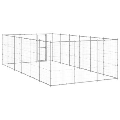 vidaXL Padoc pentru câini de exterior, 21,78 m², oțel galvanizat