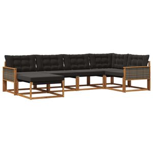 vidaXL Set de canapele de exterior 6 buc. Natural și Negru