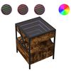 vidaXL Noptieră cu LED infinity, stejar fumuriu, 40x40x51 cm