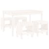 vidaXL Set de dining pentru grădină, 5 piese, alb, lemn masiv de pin